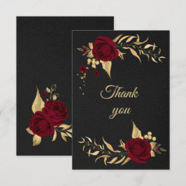 burgunder guld blommig svart tackkort tack kort