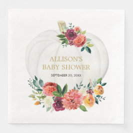 Burgunder guld blommiga vita pumpor pappersservett