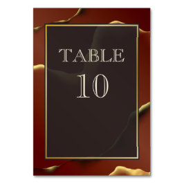 🤵 Burgunder Guld Elegant Bläckig Abstrakt Bröllop Bordsnummer