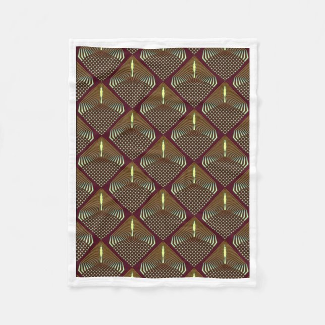 Burgunder Guld Geometrisk Art Deco Flygblossa Filt (Framsidan)