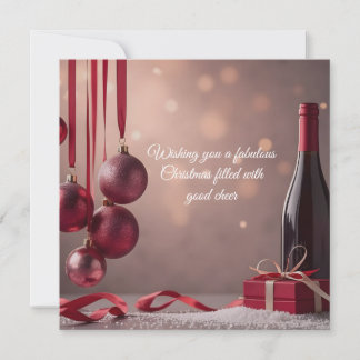 Burgunder hängande ornament och vin platt hälsning kort