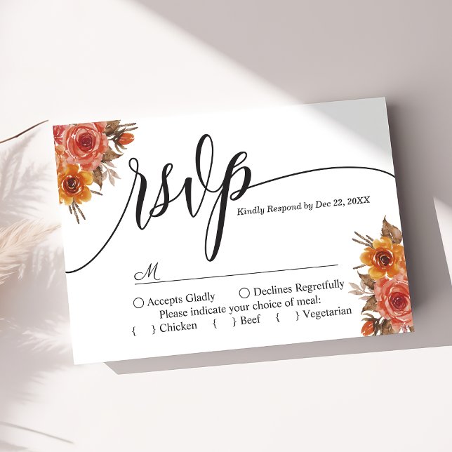 Burgunder höst höst blommande bröllop RSVP-kort OSA Kort (Skapare uppladdad)