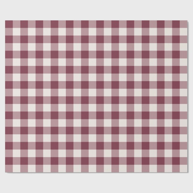 Burgunder Klassisk Gingham Jul Plaid Presentpapper (Platt)