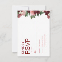 Burgunder klassisk minimalistisk blomster-RSVP-kor OSA Kort