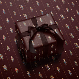 Burgunder klassiskt nötknäpparens inslagspapper presentpapper