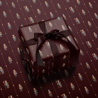 Burgunder klassiskt nötknäpparens inslagspapper presentpapper
