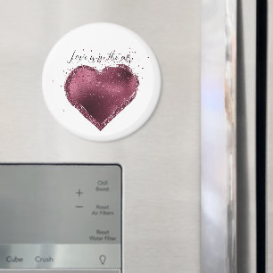 Burgunder Körsbär Glitter Glans Hjärtat Kärlek Magnet