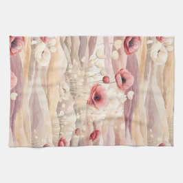 Burgunder Kräm Rodnad Blommig Bröllopsdusch Kökshandduk