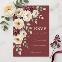 Burgunder Krämig Moody Blommig Höstbröllop