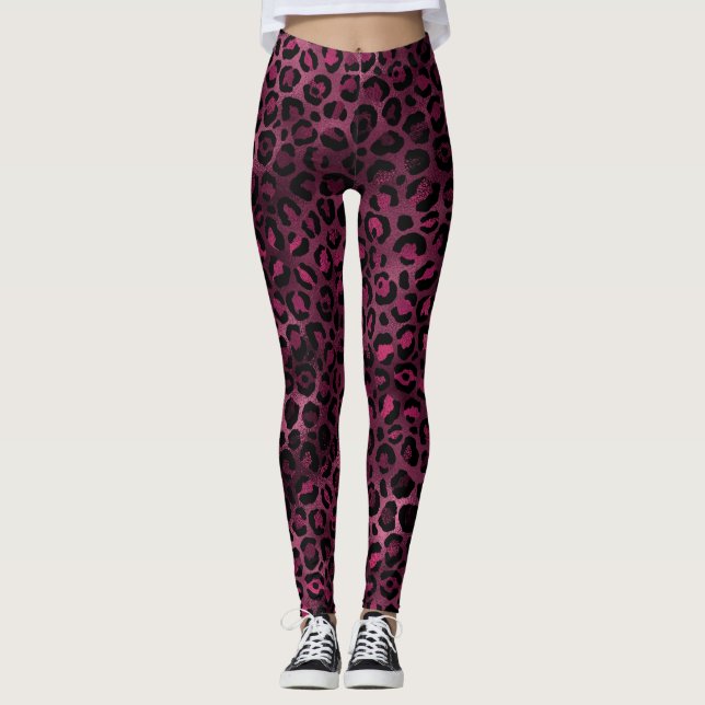 Burgunder Leopard Leggings (Framsida)