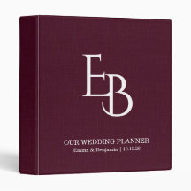Burgunder Linne Monogram Elegant Bröllopsdesign
