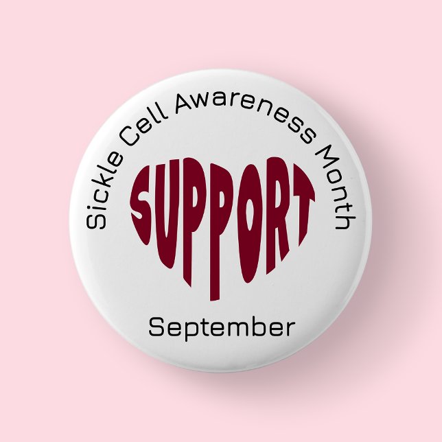 Burgunder Månad för sicklecellmedvetenhet Knapp (Sickle Cell Awareness Month)