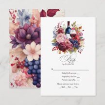 Burgunder, Marinblå & Rosafärgade Blommor Vin-tema