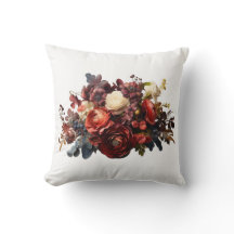 Burgunder Maroon Korall Vit Dyster Blommig