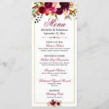 Burgunder Marsala Rustik Bröllopsmeny