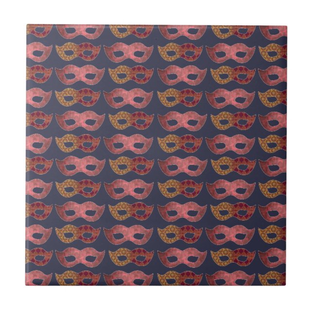 Burgunder Masquerade Masker Mönster Kakelplatta (Framsidan)