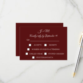 Burgunder Modern Minimalist Enkel Modern RSVP OSA Kort