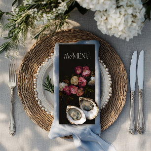 Burgunder Mörk Blommig Elegant Bröllopsmeny Meny