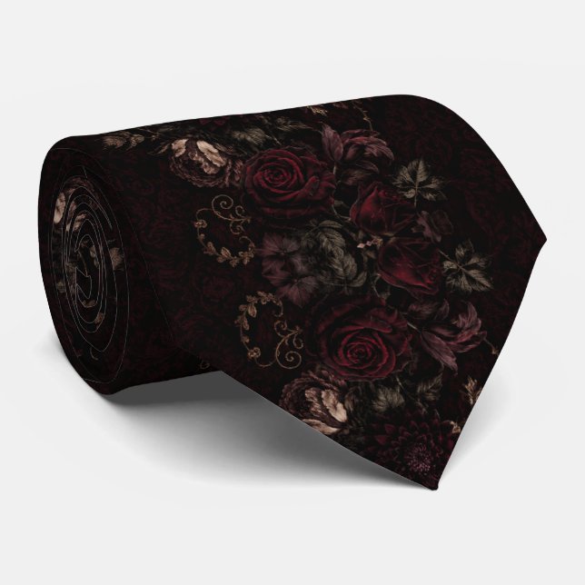 Burgunder Mörk Romantisk Bröllop Slips (Rullad)