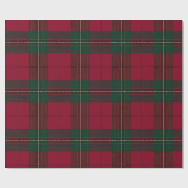Burgunder och grön rutig tartan presentpapper (Platt)