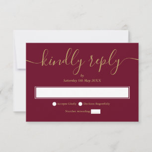 Burgunder och guld minimalistisk elegant handskrif OSA kort
