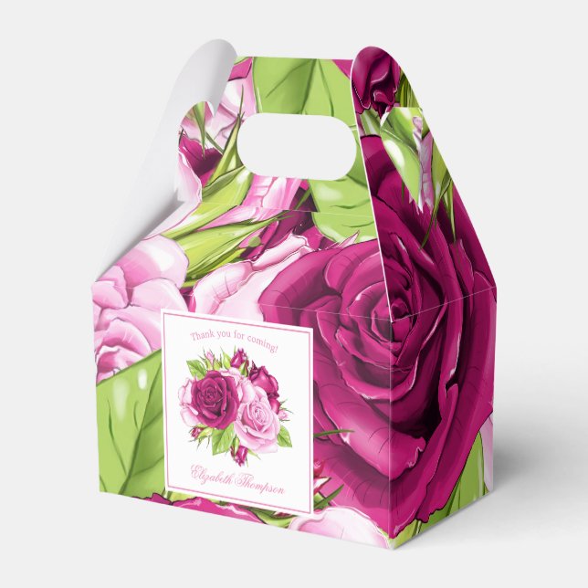 Burgunder och rosa rosor presentaskar (Baksidan Sidan)