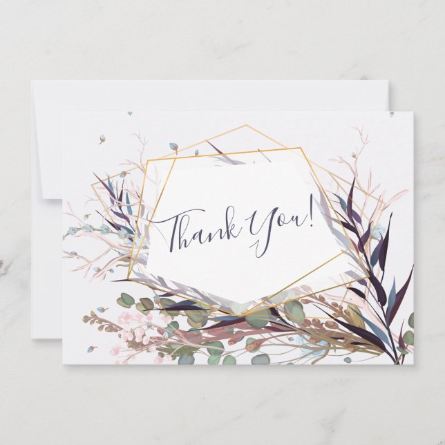 Burgunder och rosa vilda blommor tackkort (Framsida)