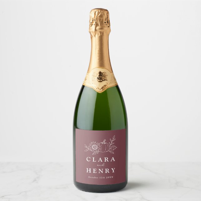 Burgunder Pumpa Solros Bröllop Champagne (Framsida)