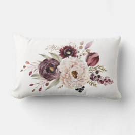 Burgunder Purpur Vinröd Vit Blommig Elegant Blomma Lumbarkudde