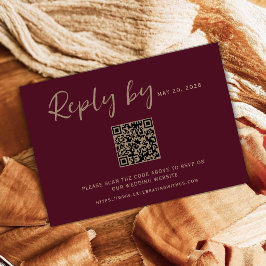 Burgunder QR-kod Bröllop RSVP-kort OSA Kort