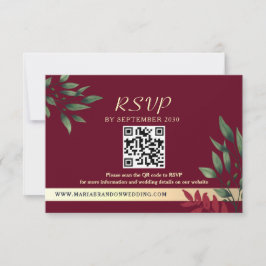 Burgunder QR-kod Höstbröllop OSA Kort
