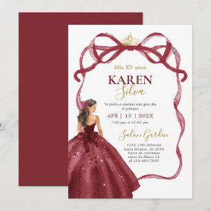 Burgunder Quinceanera Inbjudan