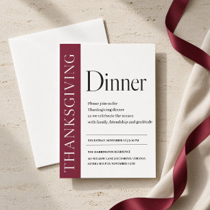 Burgunder-redaktionell Thanksgiving-middag Inbjudningar