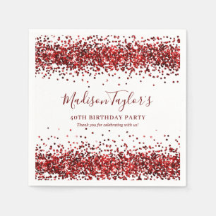 Burgunder Röd Glitter Glitter Konfetti Födelsedag Pappersservett