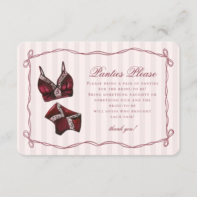 Burgunder Röd Lingerie Duschslips Snälla Tilläggskort (Framsida)