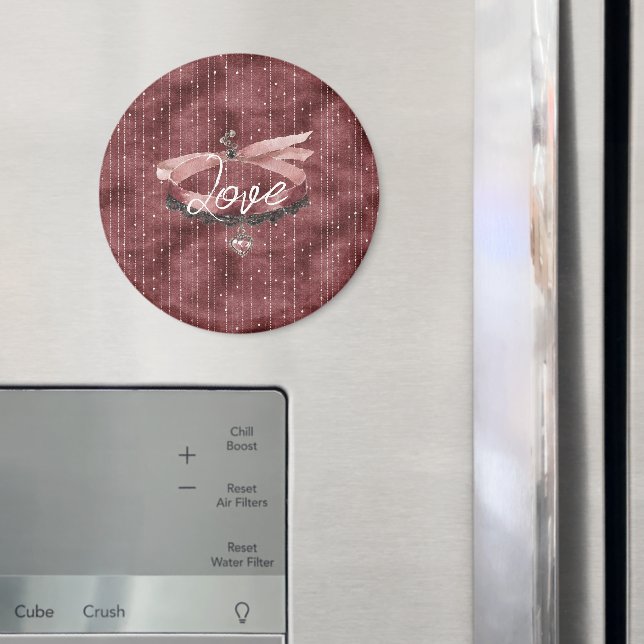 Burgunder Rosa Båge Hjärta Halsband Magnet (In Situ (Fridge))