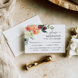 Burgunder Rosa Blommig Bröllop RSVP Måltidsval OSA Kort