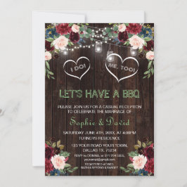 Burgunder Rosa Blommig Ljus Trä I DO BBQ Inbjudningar