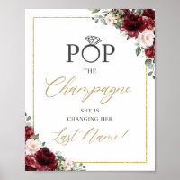 Burgunder Rosa Blommig Poppa Champagne Skylt