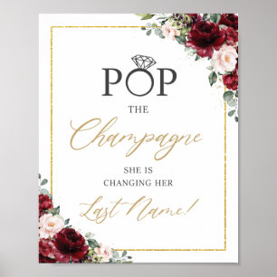 Burgunder Rosa Blommig Poppa Champagne Skylt