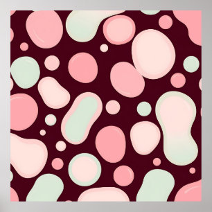 Burgunder Rosa Mint Organisk Blobbmönster Abstrakt Poster