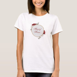 Burgunder Rosa & Vita Rosor Tjejgrupps-T-Shirt T Shirt