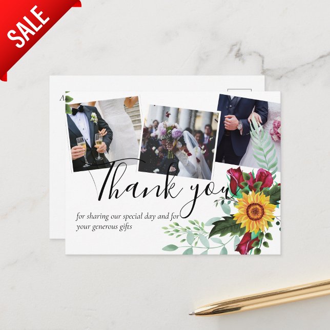 Burgunder Rosor Solrosar FOTO Tack Kort (Skapare uppladdad)