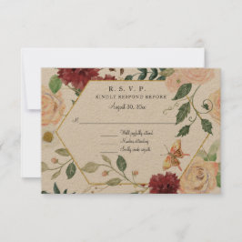 Burgunder Rustik Rosenskift Floral Akvarell Kraft OSA Kort