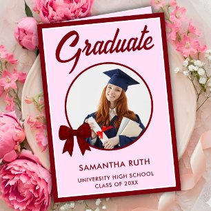 Burgunder Rutig Band Fotosex Graduation Kort