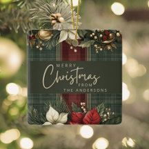 Burgunder Rutiga Julstjärnor Familjenamn Jul