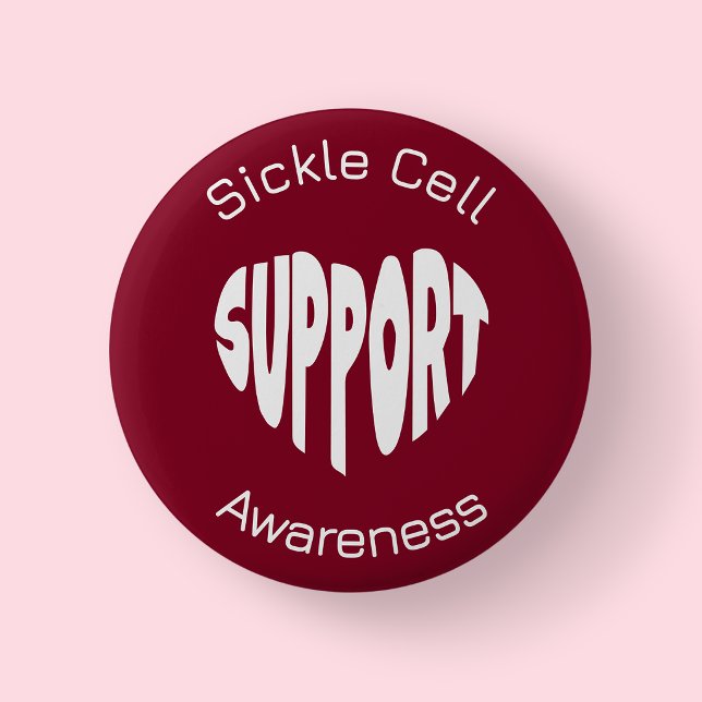 Burgunder Sickle Cell-medvetenhetsknapp Knapp (Sickle Cell Awareness Badge)