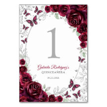 Burgunder Silver Blommig Quinceanera
