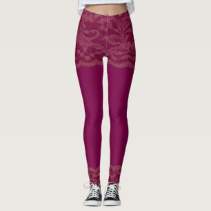 Burgunder spets leggings