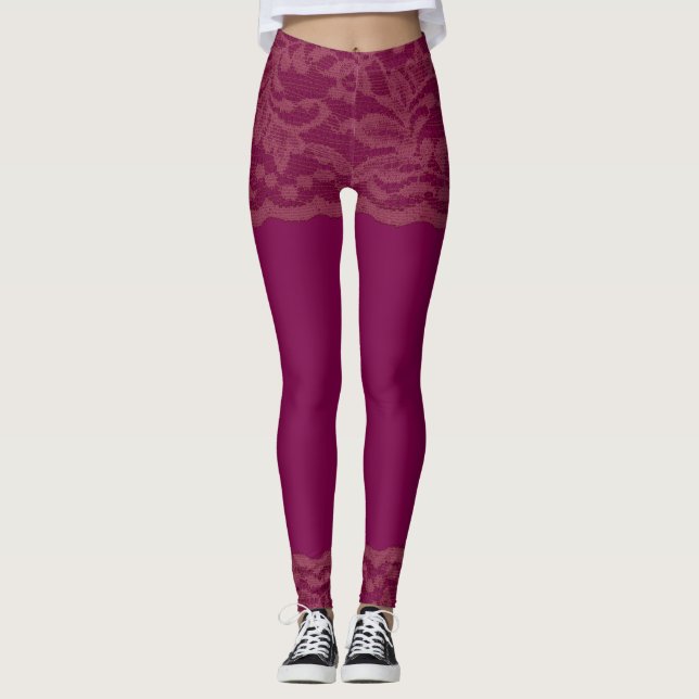 Burgunder spets   leggings (Framsida)